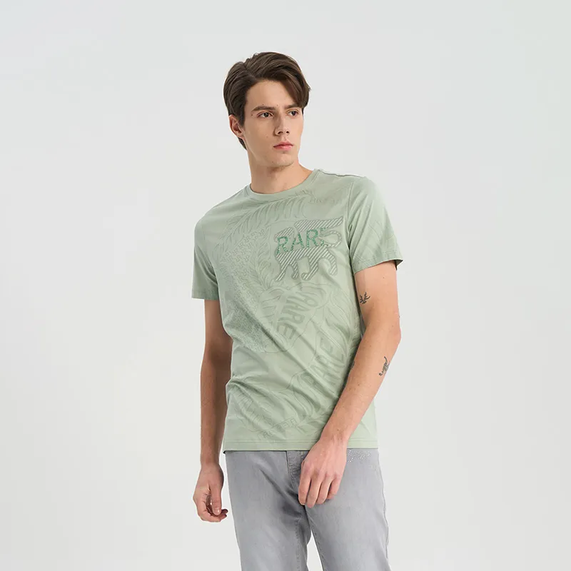 RARE Short Sleeved T Shirts Men's Light Green-4