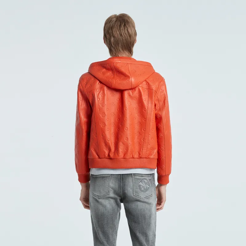 RARE Leather Jacket Men's Orange Red-6
