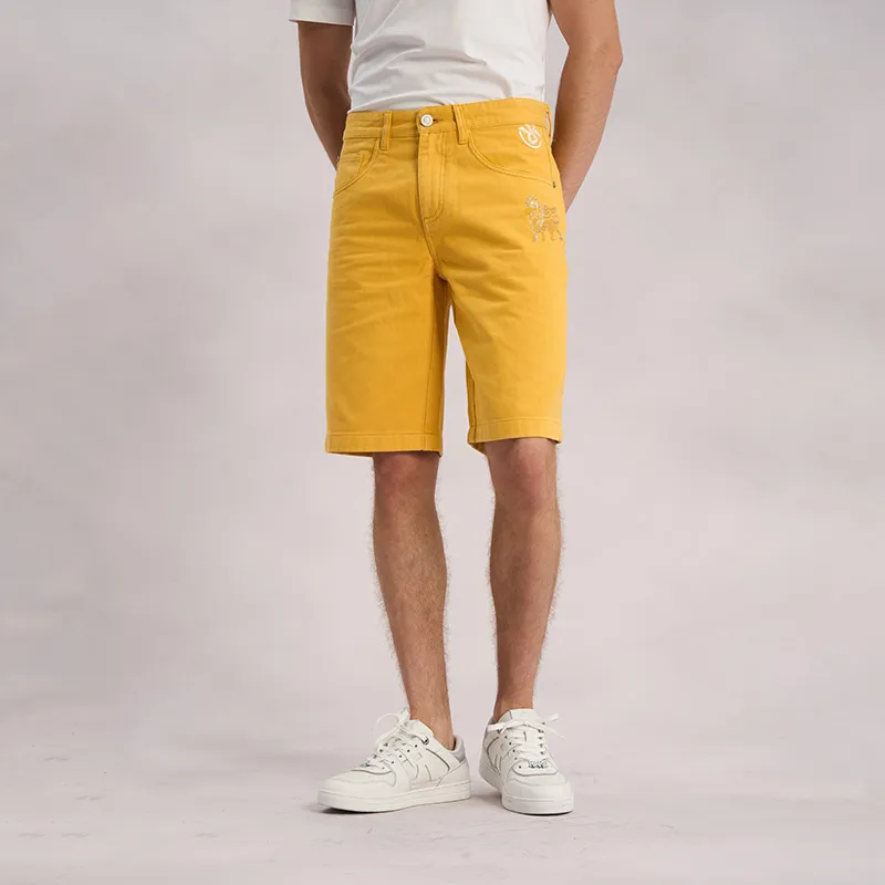 RARE Denim Shorts Men Yellow-4