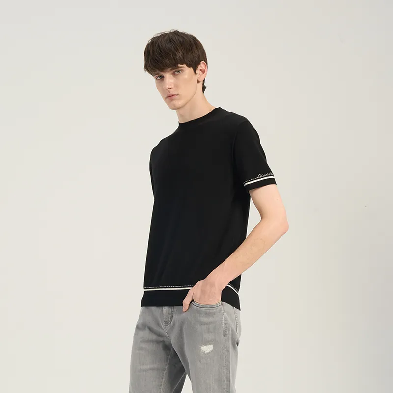 RARE Short-Sleeved Sweater Knitwear Men's Black-4