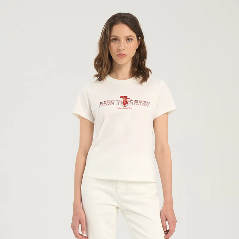 RARE Regular Short Sleeved T Shirts Women's White-3