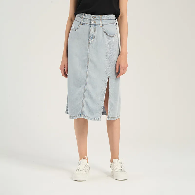RARE Denim Long Skirts Women's Blue-3