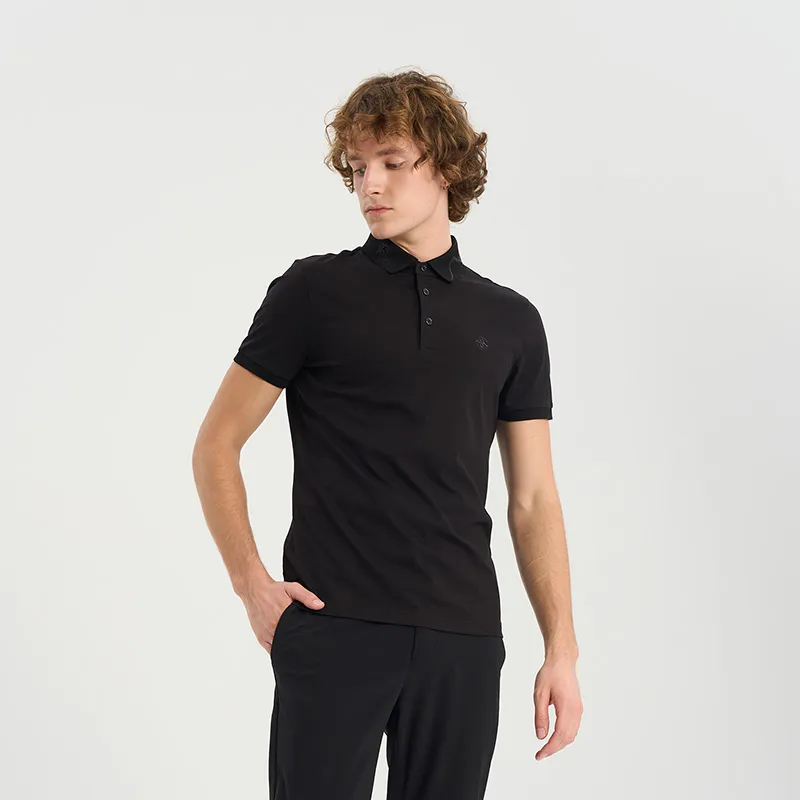 RARE Short Sleeved Polo Shirt Men's Black-4