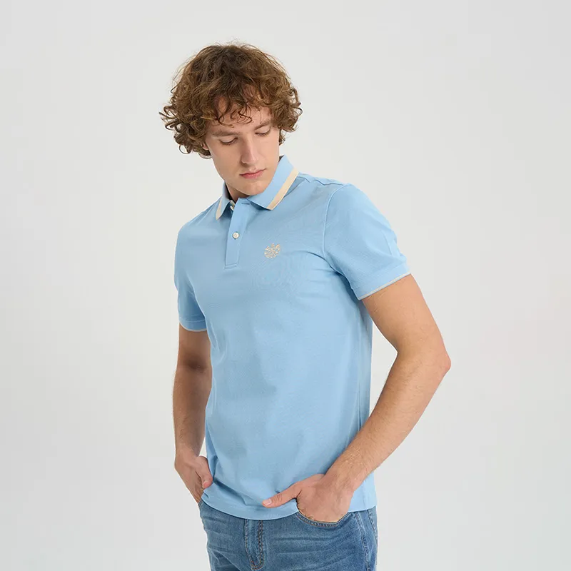 RARE Lapel Short Sleeved Polo Shirt Men's Blue-5
