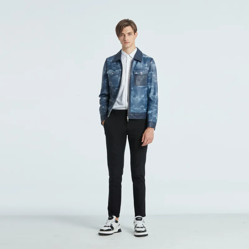 RARE Leather Jackets Men Blue-6