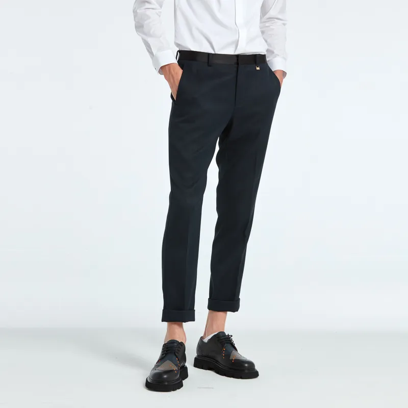 RARE Suit Trousers Men Navy Blue-5