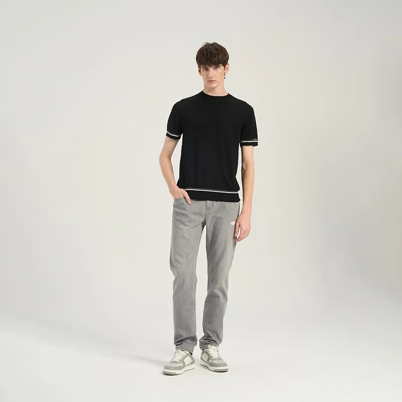 RARE Short-Sleeved Sweater Knitwear Men's Black-6