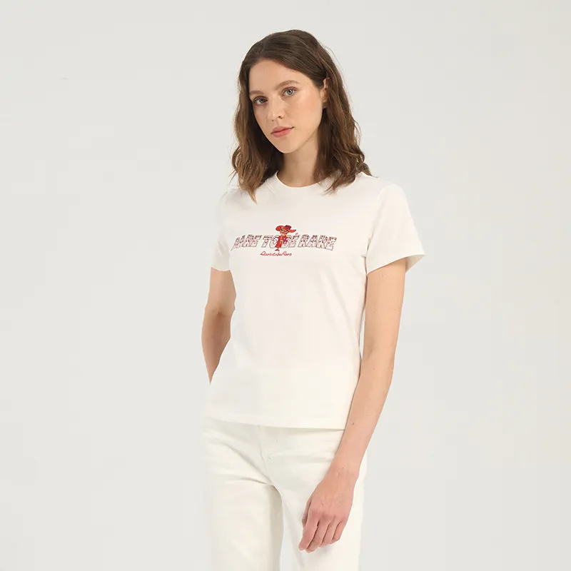 RARE Regular Short Sleeved T Shirts Women's White-4