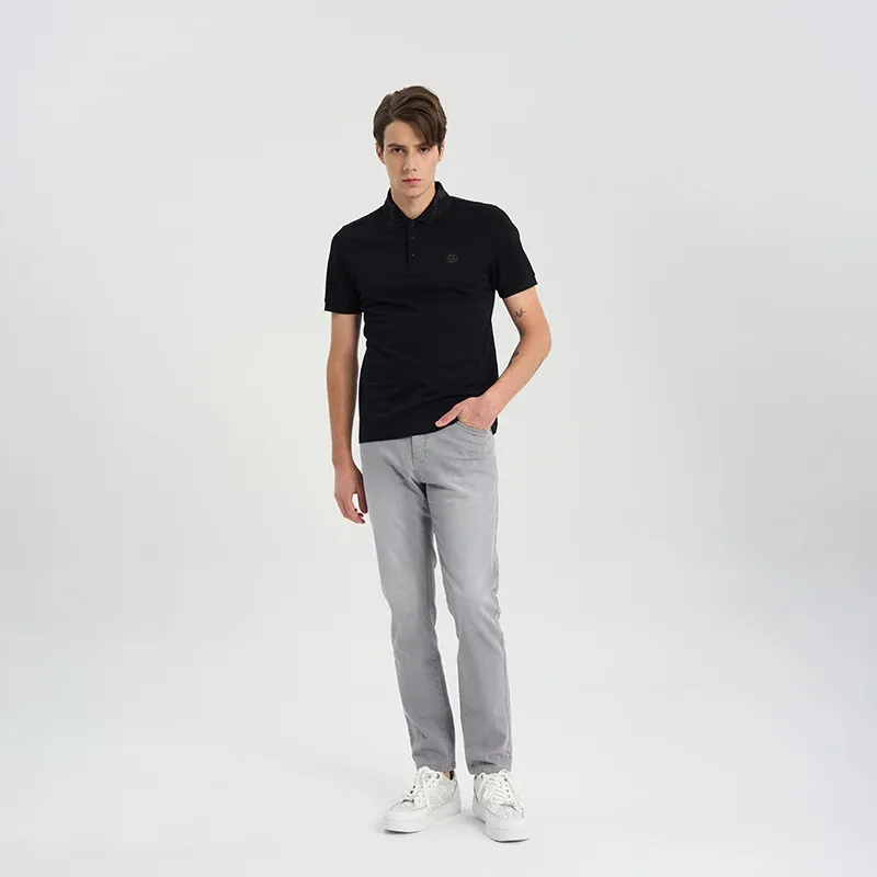 RARE Short Sleeved Polo Shirt Men's Black-7