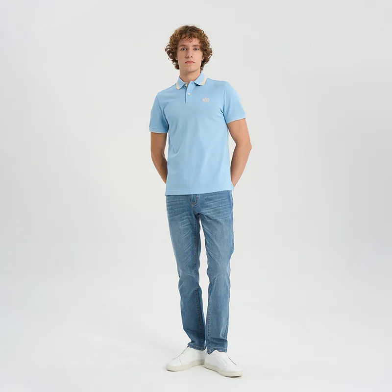RARE Lapel Short Sleeved Polo Shirt Men's Blue-7