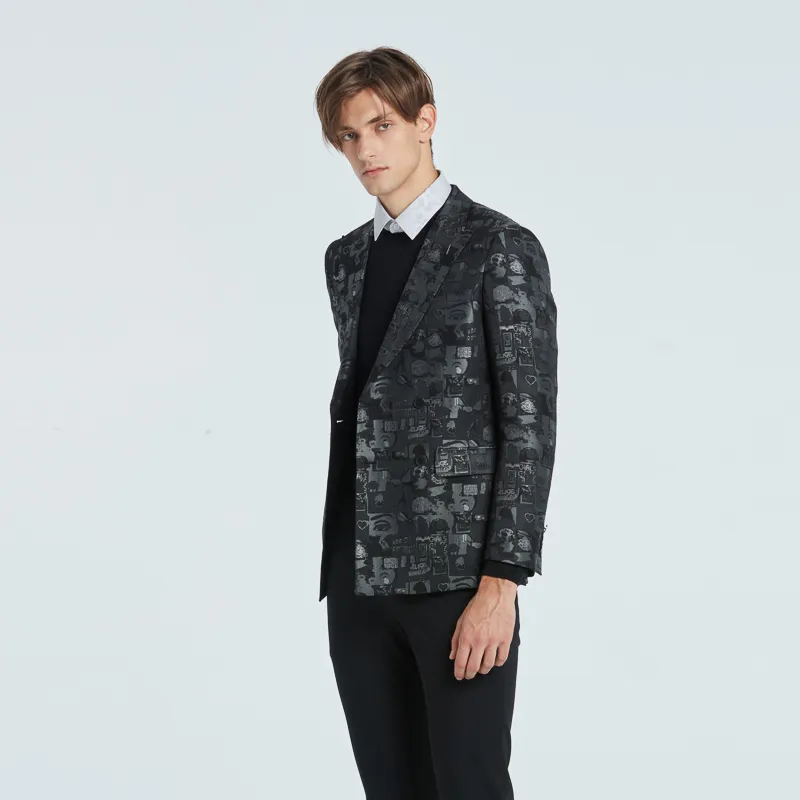 RARE Business Suit Coat Men's Black Gray-4