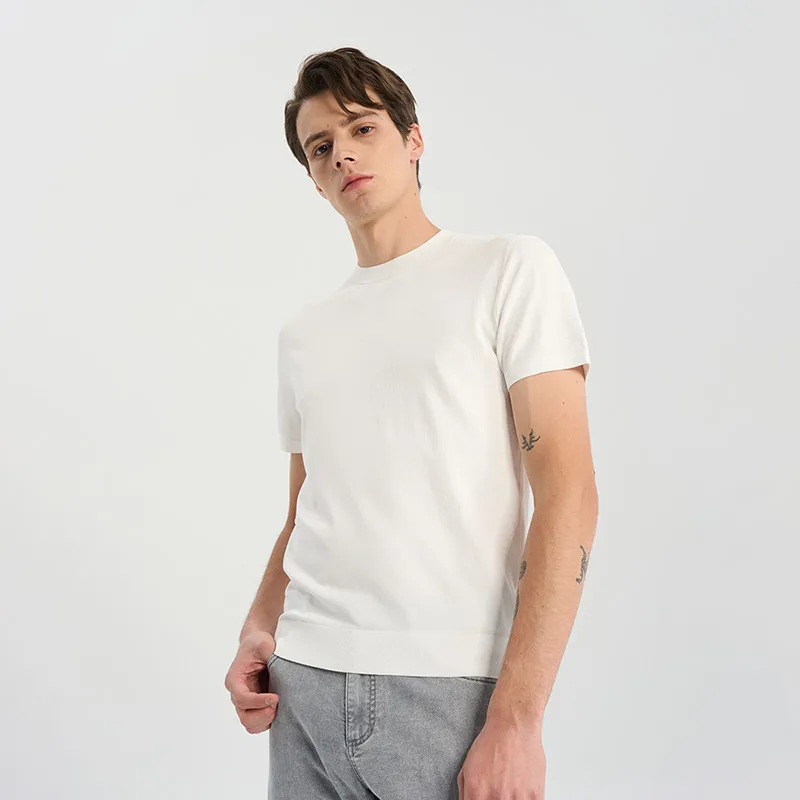 RARE Short Sleeved Sweater Men's White-4