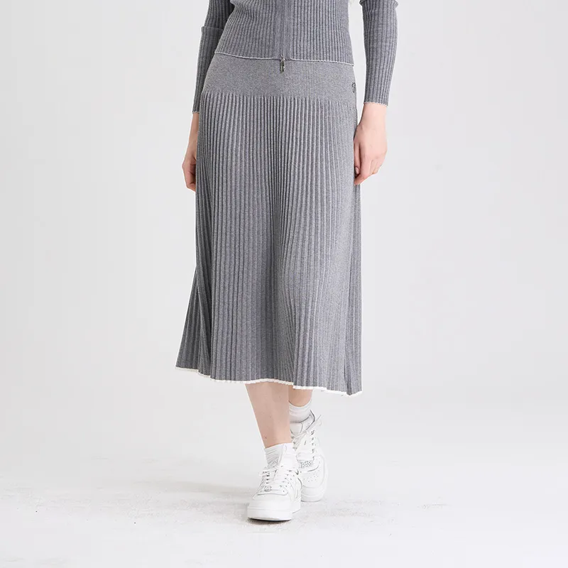 RARE Knit Long Skirts Women's Gray-3