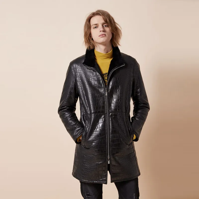 RARE Shearling Coat Men's Black-4