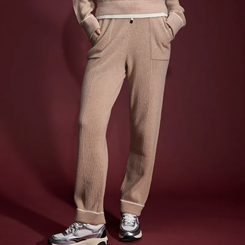 RARE Knitted Sweatpants Women's Light Coffee-3