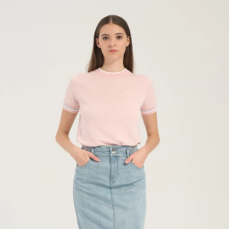 RARE Short-Sleeved Sweater Women's Pink-3