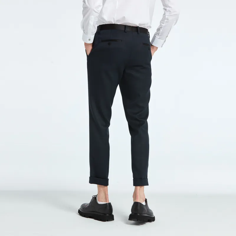RARE Suit Trousers Men Navy Blue-6