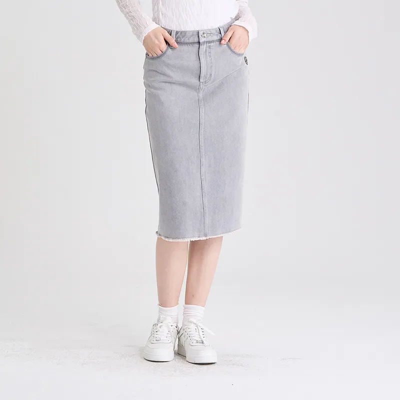 RARE Denim Long Skirts Women's Gray-5