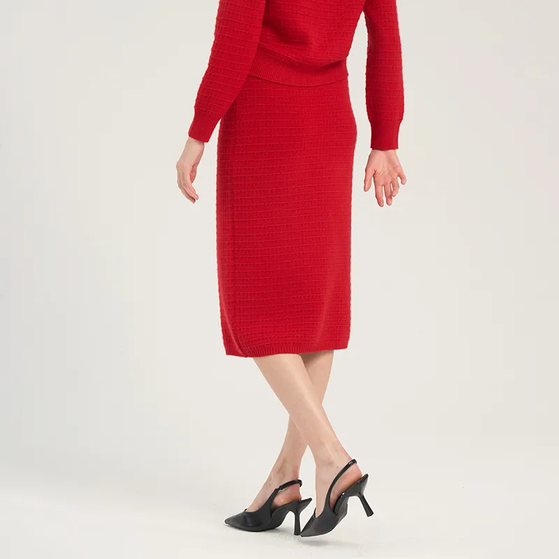 RARE CNY New Year's Collection Casual Long Skirts Women's Red-4