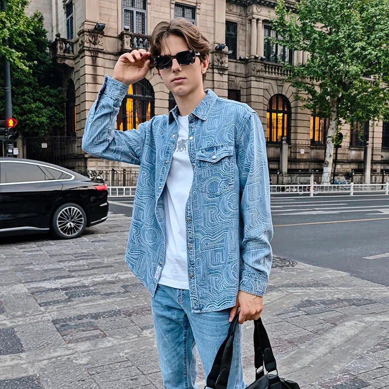 RARE Long Sleeved Shirt Men's Blue-4