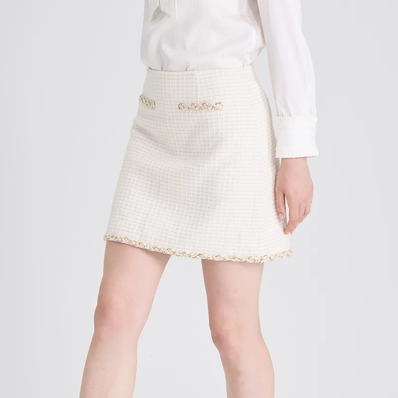 RARE Casual Short Skirts Women's White Gold-4