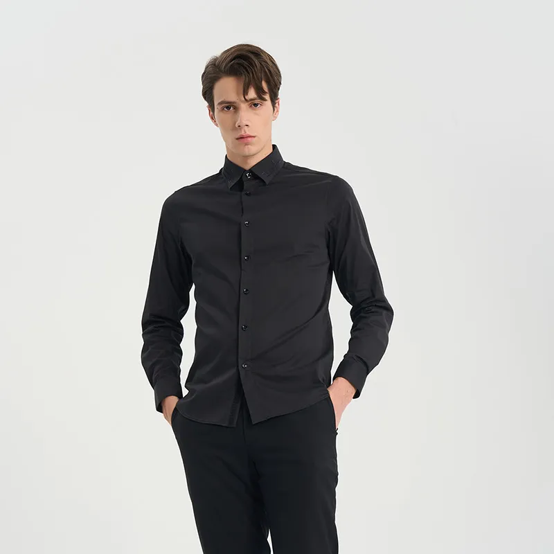 RARE Long Sleeved Shirts Men's Black-4