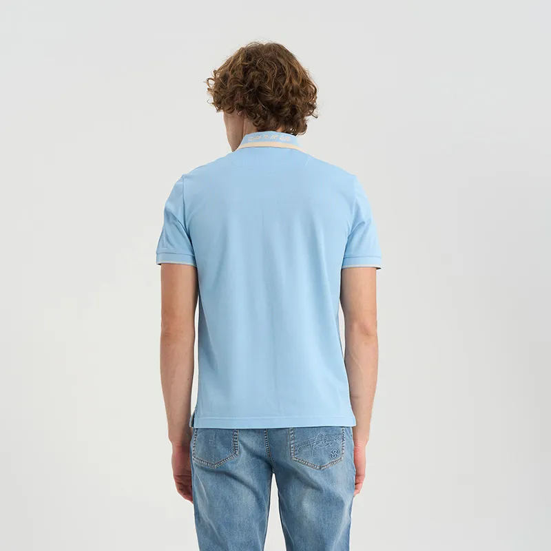 RARE Lapel Short Sleeved Polo Shirt Men's Blue-6