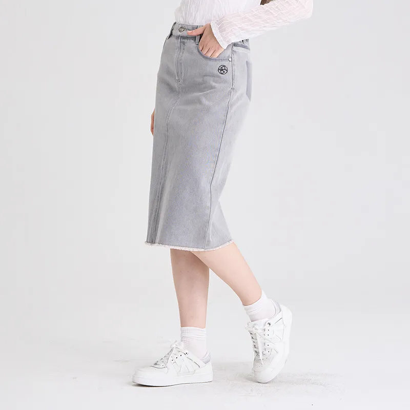 RARE Denim Long Skirts Women's Gray-4