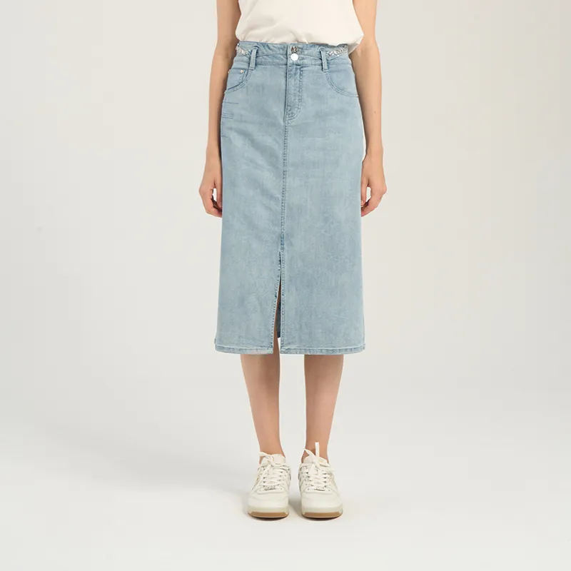 RARE Denim Long Skirt Women's Blue-3