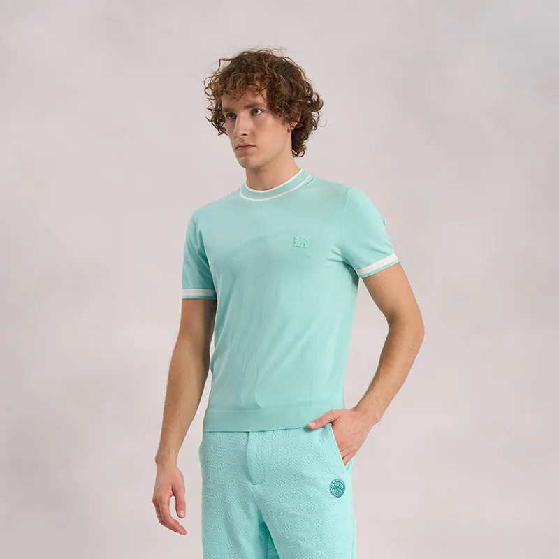 RARE Short Sleeved Sweater Knitwear Men's Mint Green-5