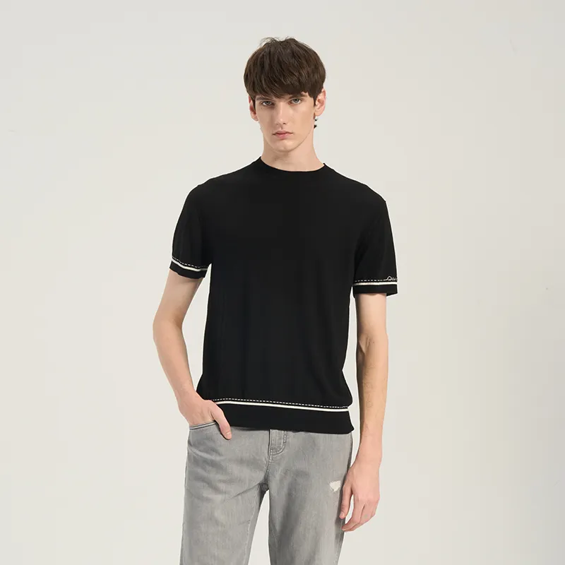 RARE Short-Sleeved Sweater Knitwear Men's Black-3