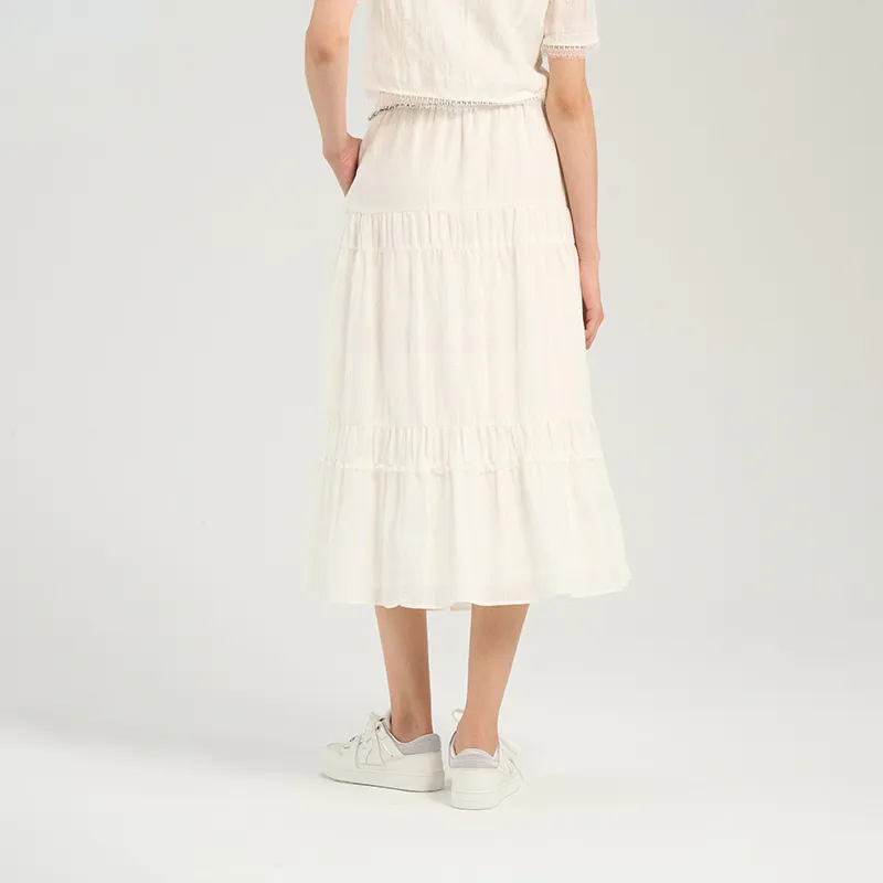 RARE Casual Long Skirts Women's White-3