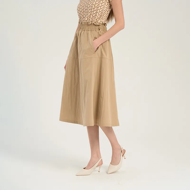 RARE Casual Long Skirts Women's Khaki-3
