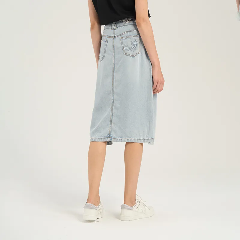 RARE Denim Long Skirts Women's Blue-5