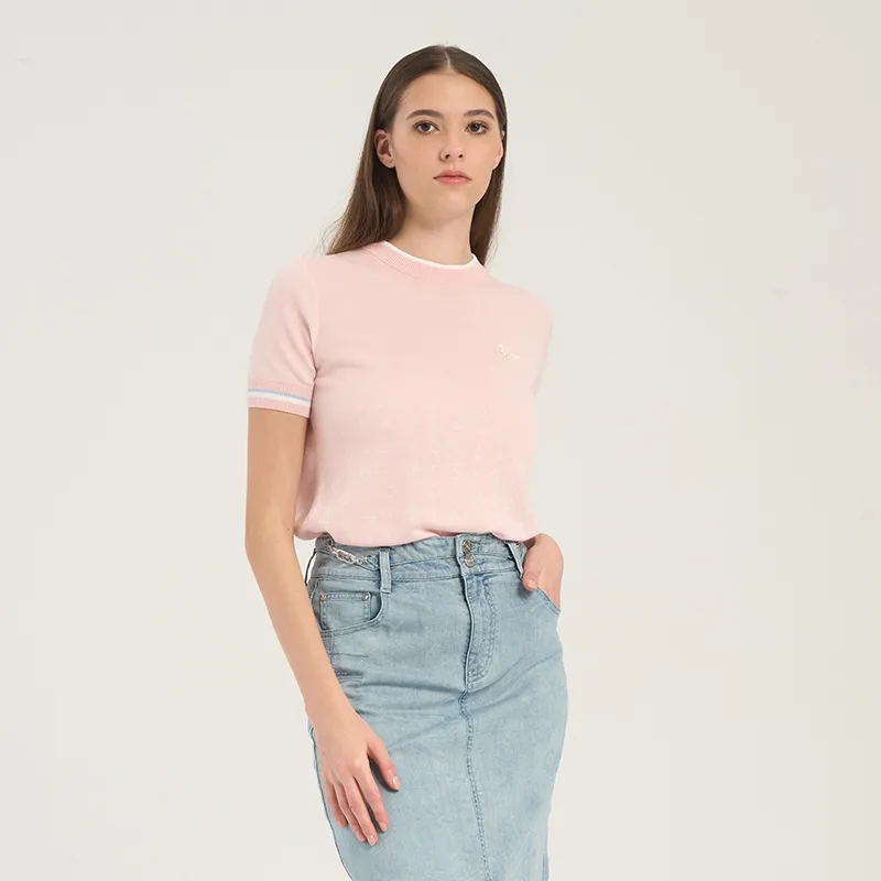 RARE Short-Sleeved Sweater Women's Pink-4