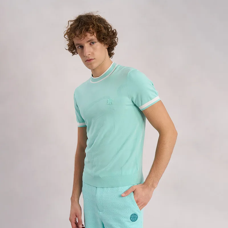 RARE Short Sleeved Sweater Knitwear Men's Mint Green-4