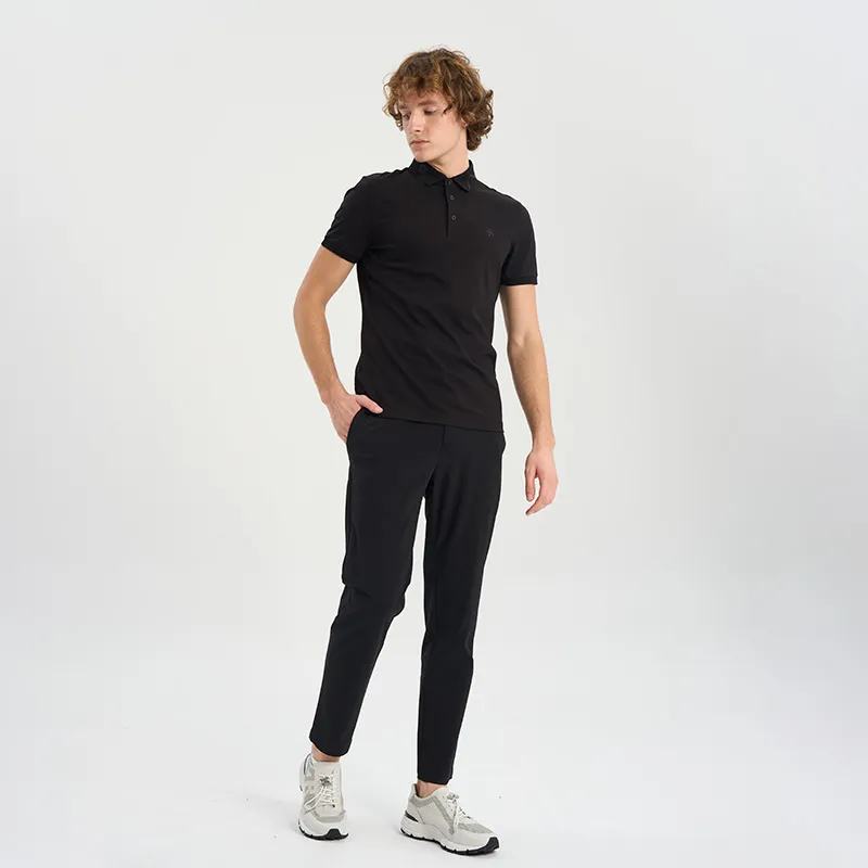 RARE Short Sleeved Polo Shirt Men's Black-7