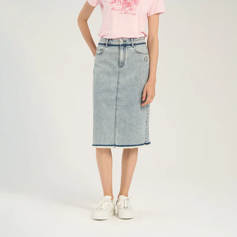 RARE Denim Long Skirt Women's Blue-3