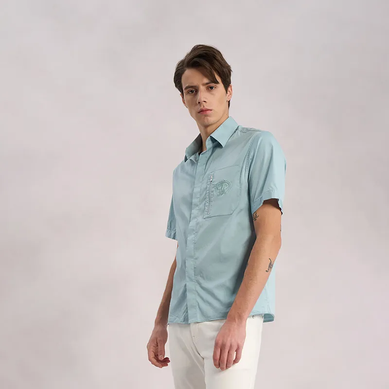 RARE Short Sleeved Shirt Men's Blue-7