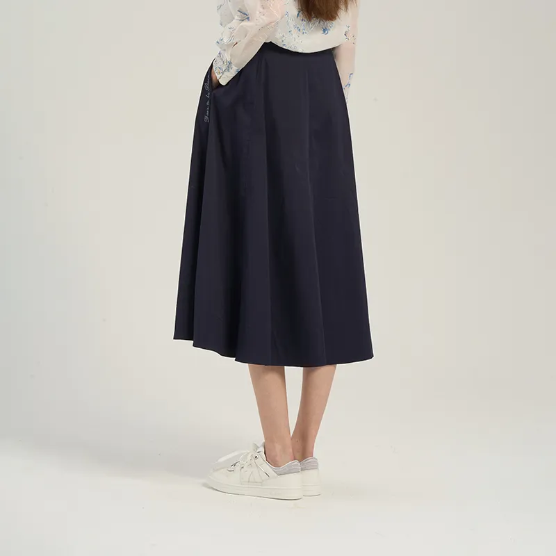 RARE Casual Long Skirts Women's Navy Blue-3