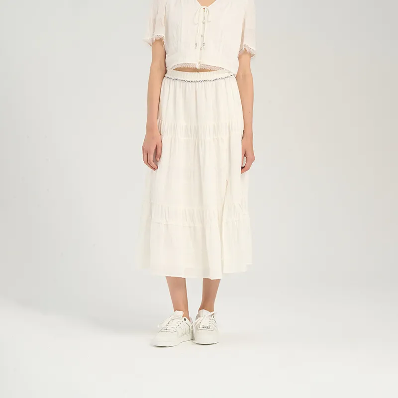 RARE Casual Long Skirts Women's White-2