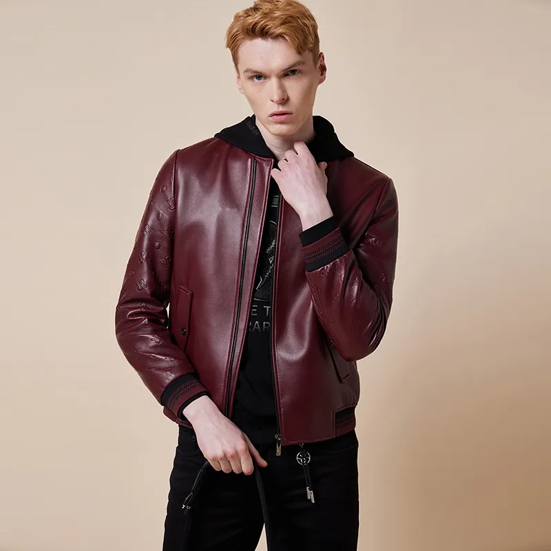 RARE Leather Jackets Men Red-4