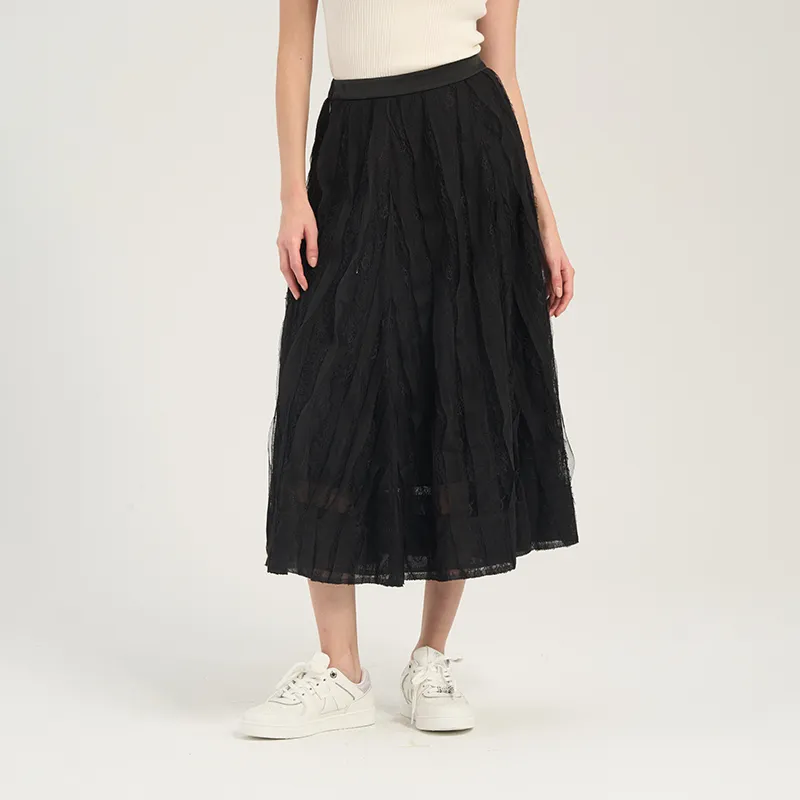 RARE Casual Long Skirts Women's Black-4