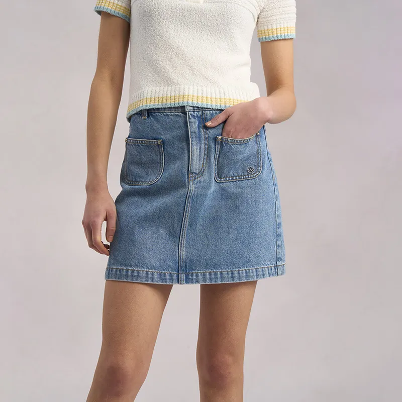 RARE Denim Short Skirts Women's Blue-3