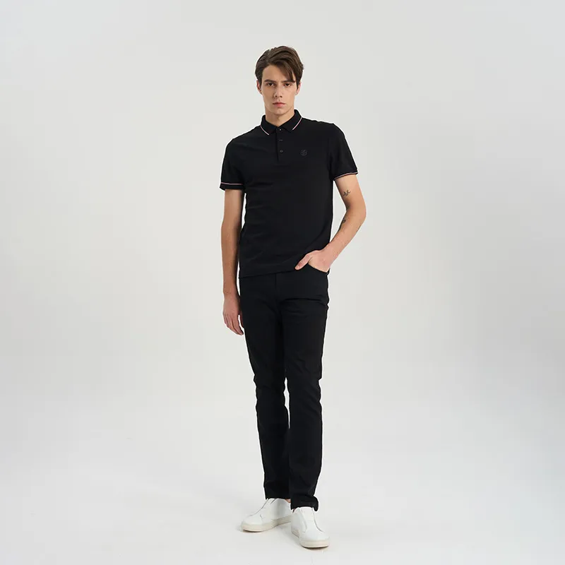 RARE Lapel Short Sleeved T Shirts Polo Shirt Men's Black-7