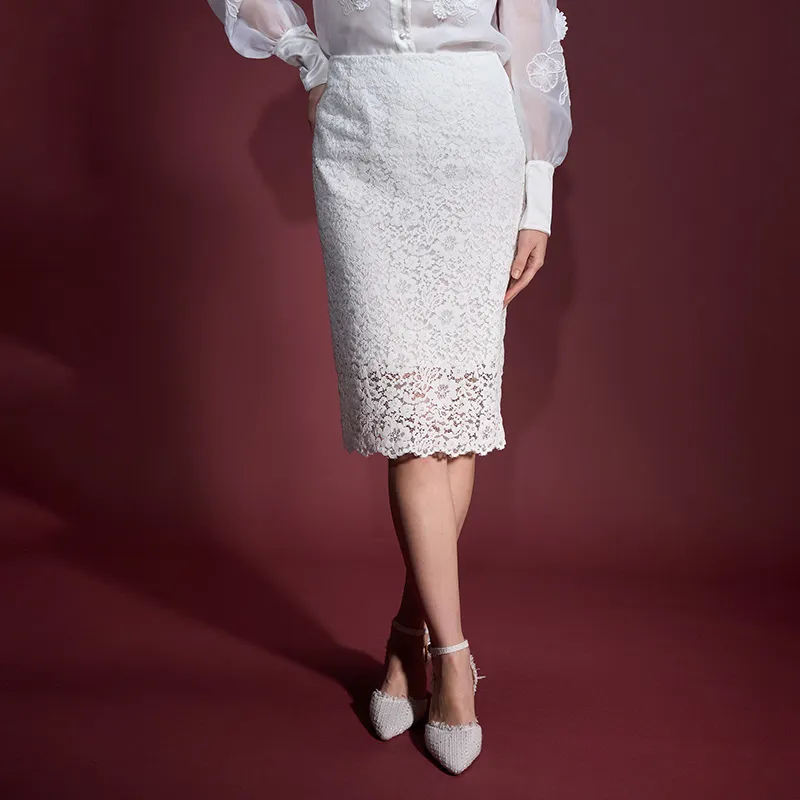 RARE Casual Long Skirts Women's White-3