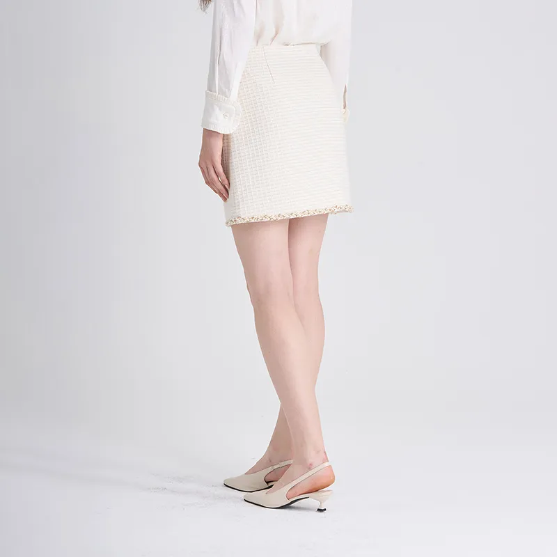 RARE Casual Short Skirts Women's White Gold-5
