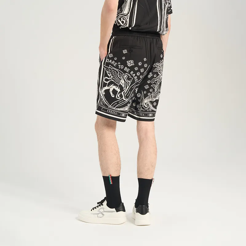 RARE Casual Shorts Men Black/White-3