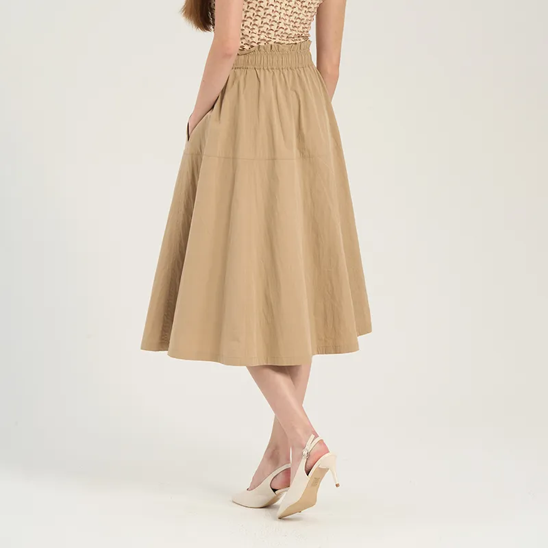 RARE Casual Long Skirts Women's Khaki-5