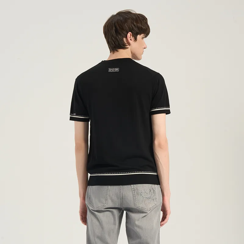 RARE Short-Sleeved Sweater Knitwear Men's Black-5